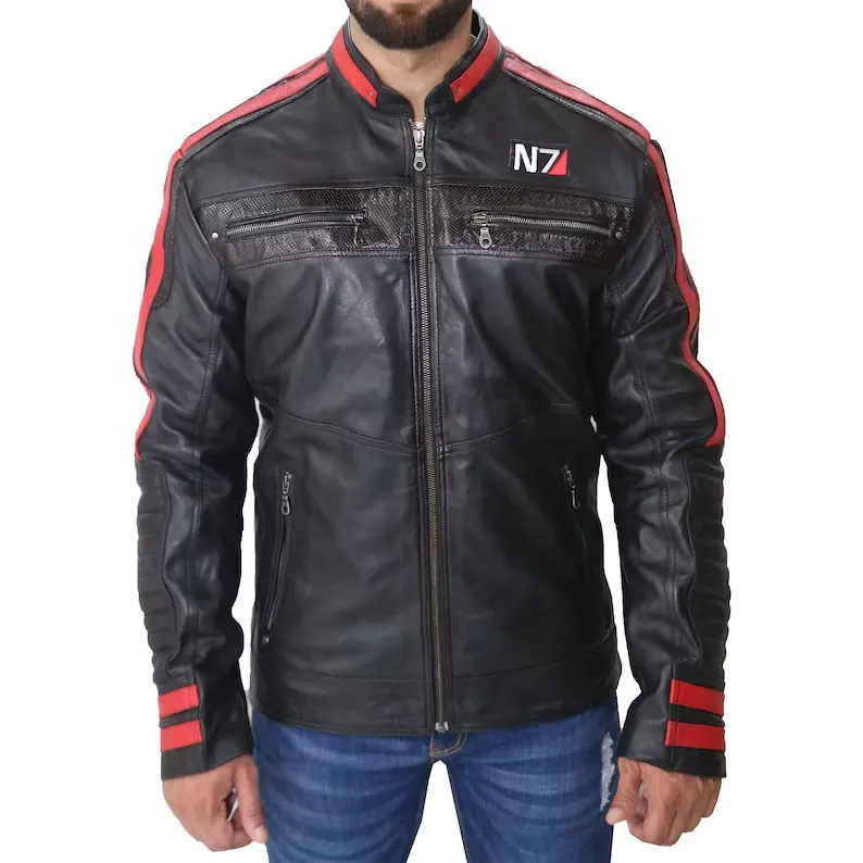 N7 Mass Effect 3 Commander Shepard Biker Jacket