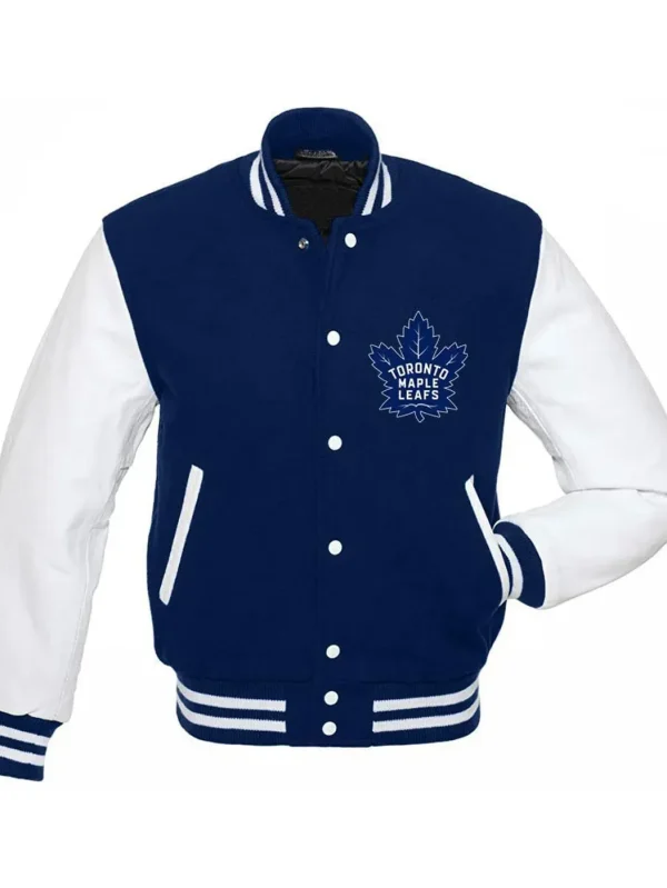 NHL Toronto Maple Leafs Blue and White Letterman Jacket