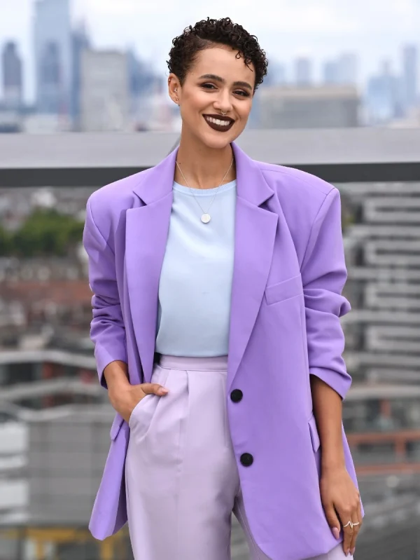 Nathalie Emmanuel The Invitation Evie Mauve Blazer Coat