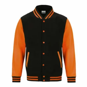 Neon Orange & Black Varsity Jacket