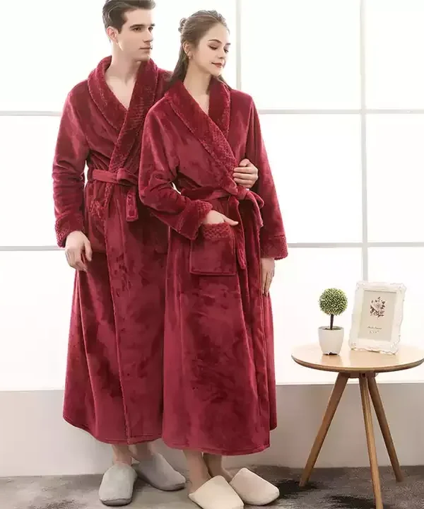 Mahroon Winter Bathrobe For Couple