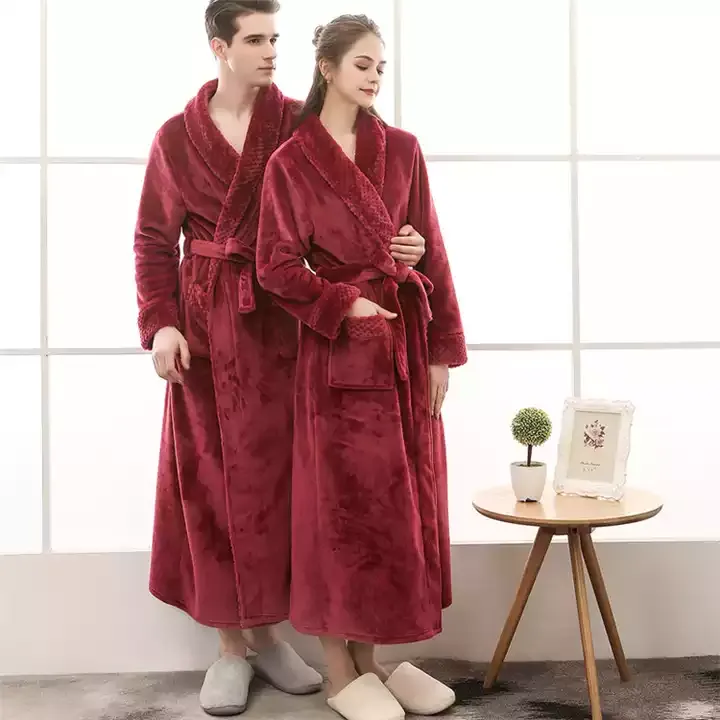 Mahroon Winter Bathrobe For Couple