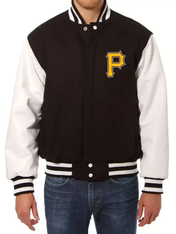 Pittsburgh Pirates Black and White Letterman Jacket