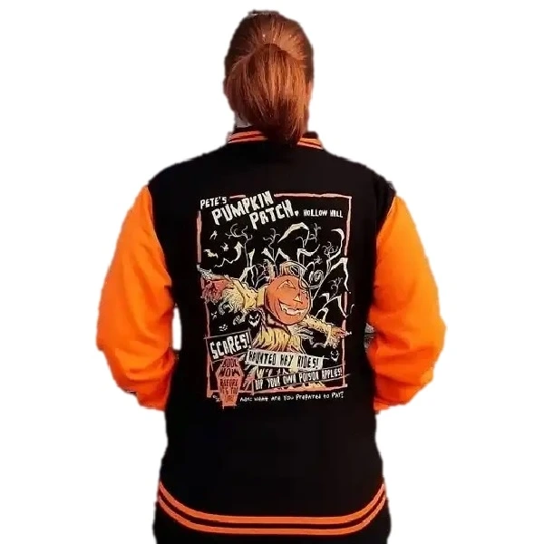 Pumpkin Patch Black and Orange Varsity Jacket