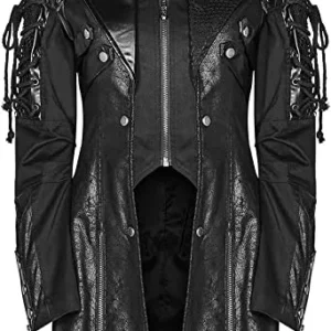 Punk Rave Gothic Steampunk Leather Trench Long Coat