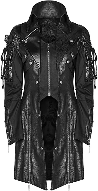 Punk Rave Gothic Steampunk Leather Trench Long Coat