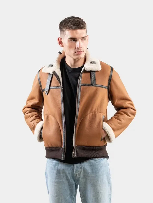 Reversible Jacket With Sheepskin Fur Men Suede Jacket