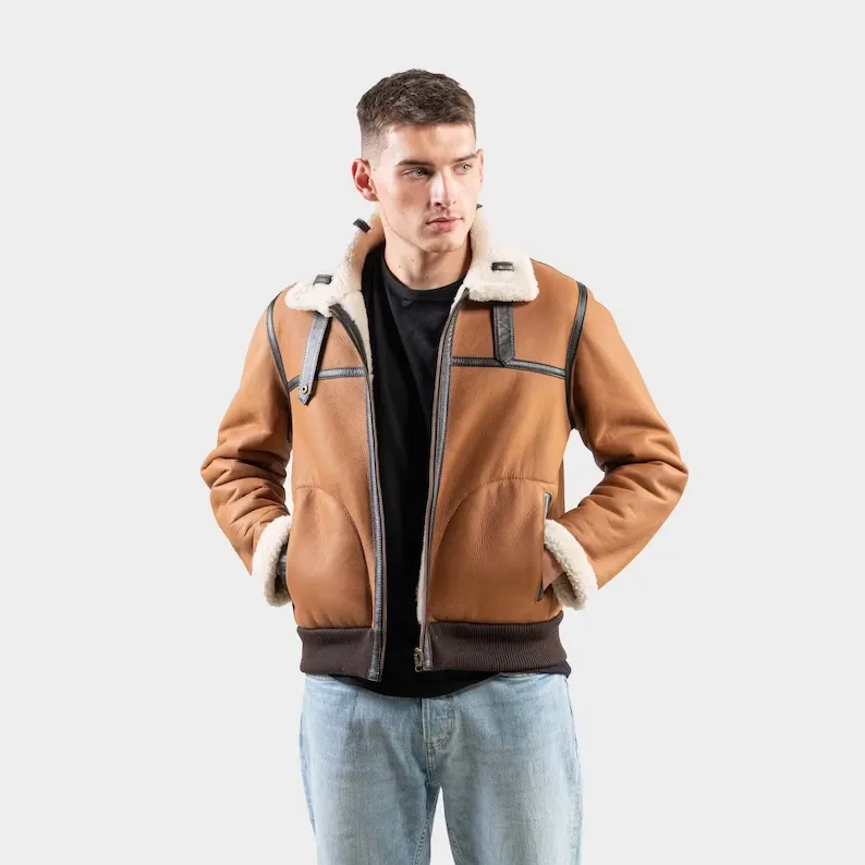 Reversible Jacket With Sheepskin Fur Men Suede Jacket