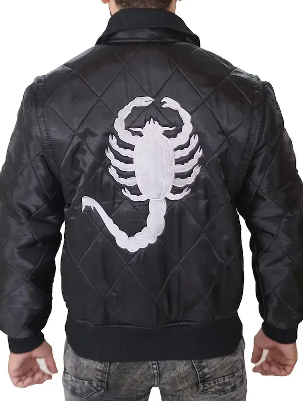 Scorpion Drive Satin Fabric Mens Bomber Jacket