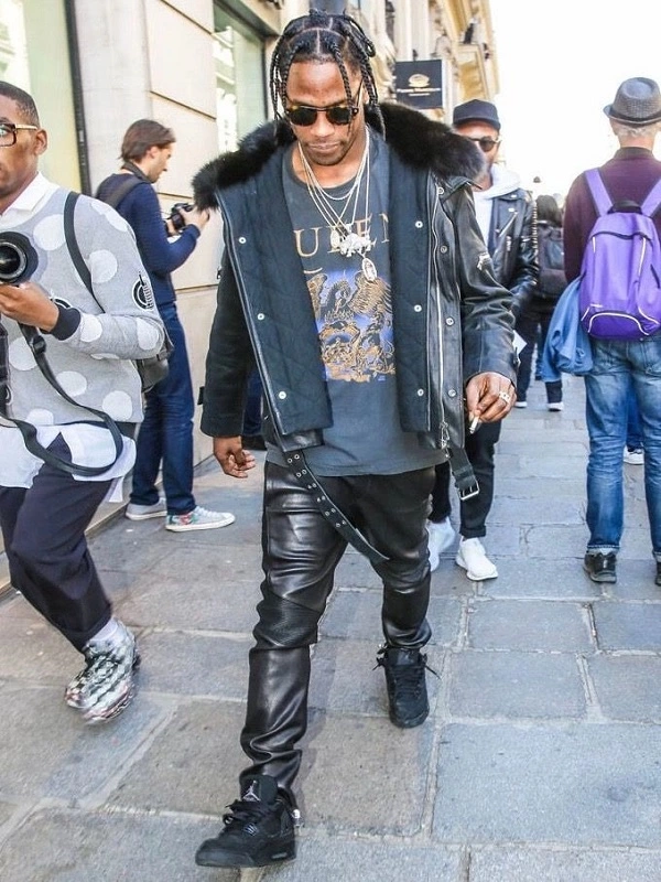 Travis Scott Black Leather Jacket