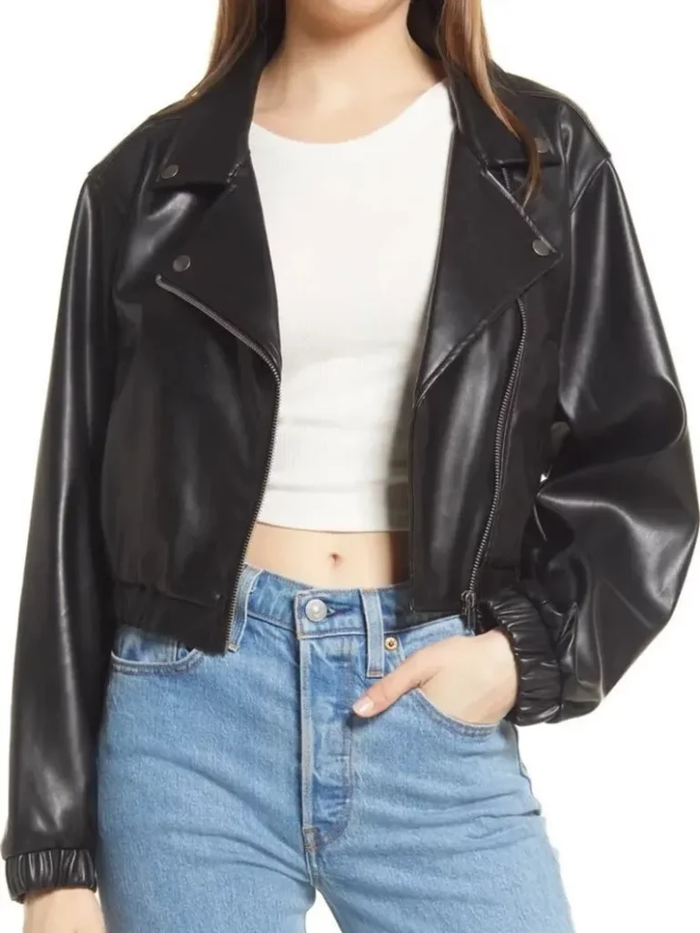 Women's Leather Biker Black Jacket