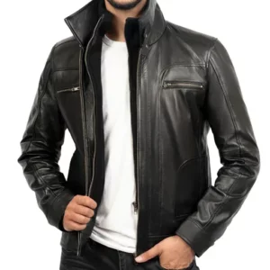 Men’s Black Biker Leather Jacket