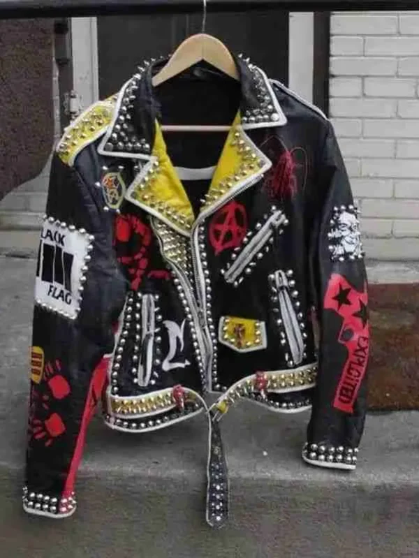 Black Punk Rock Studded Leather Jacket