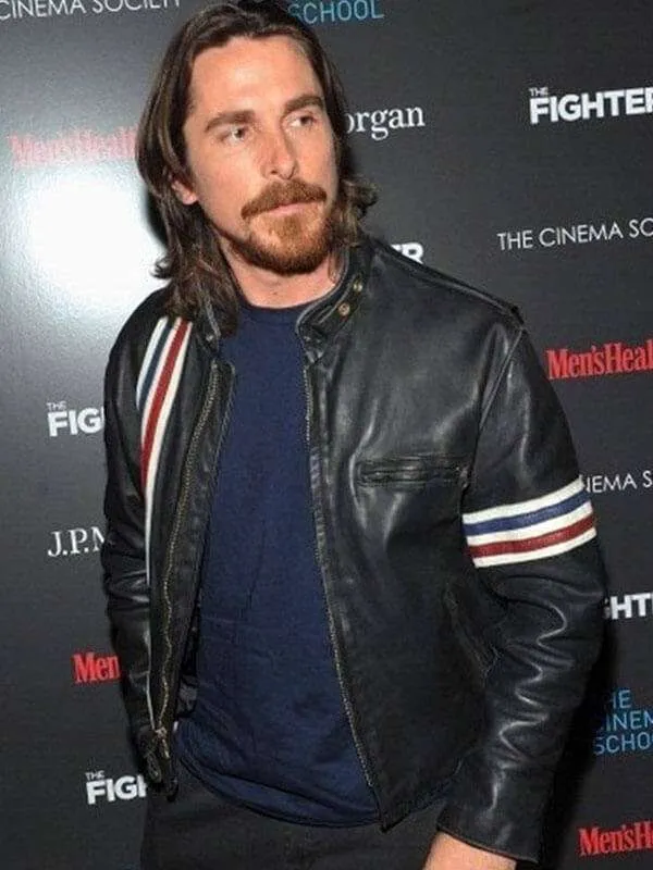 Christian Bale Black Leather Jacket