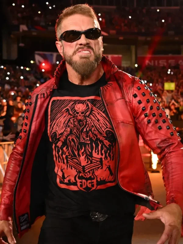 Wrestler Edge Return SummerSlam Studded Red Leather Jacket