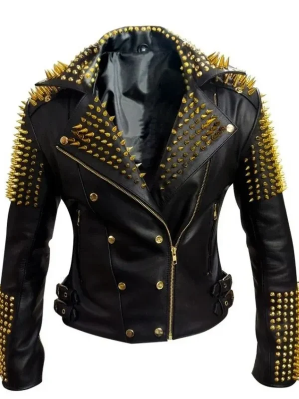 Heavy Metal Studs black Leather Jacket