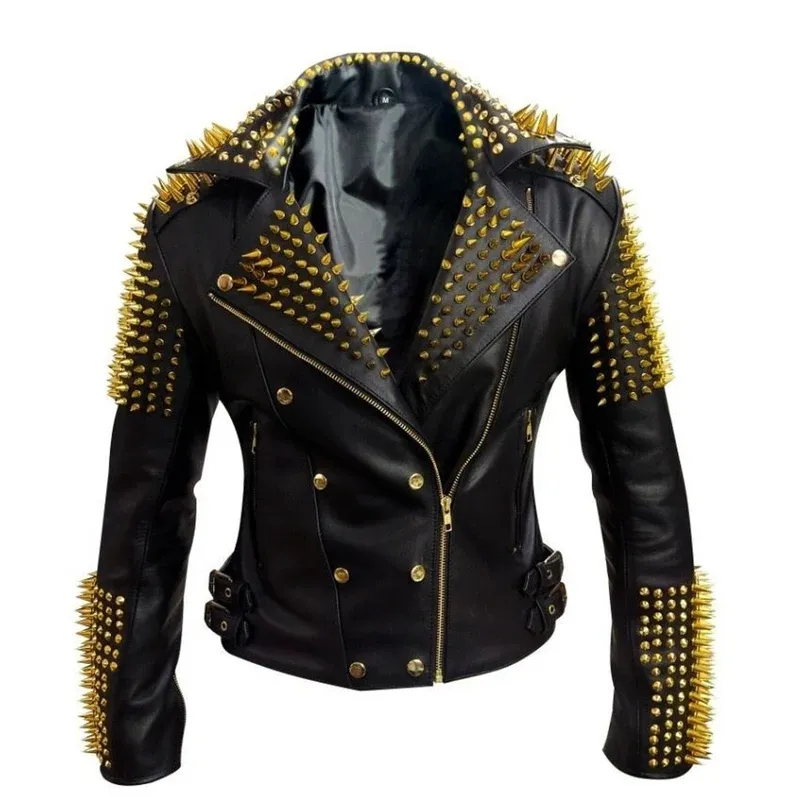 Heavy Metal Studs black Leather Jacket