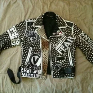 Men Motorbike Silver Studded Hippie Fashion Jacket