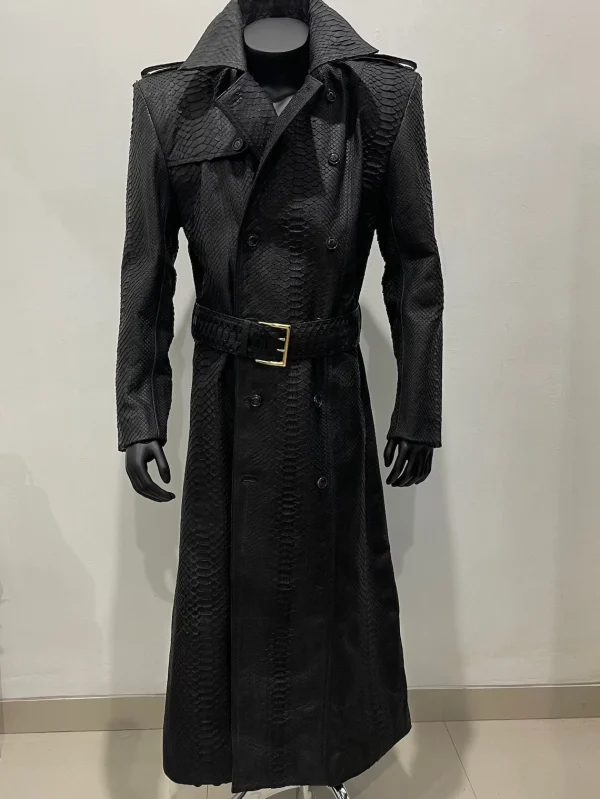 Men’s Snakeskin Python Leather Trench Coat