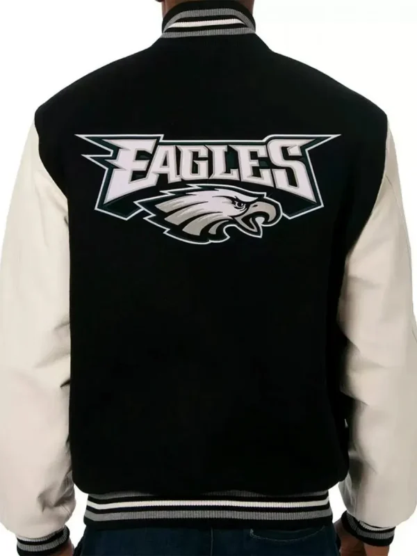 NFL Philadelphia Eagles Two Tone Varsity Wool/Leather Black and White Jacket