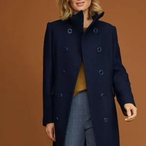 Navy blue wool Long Coat