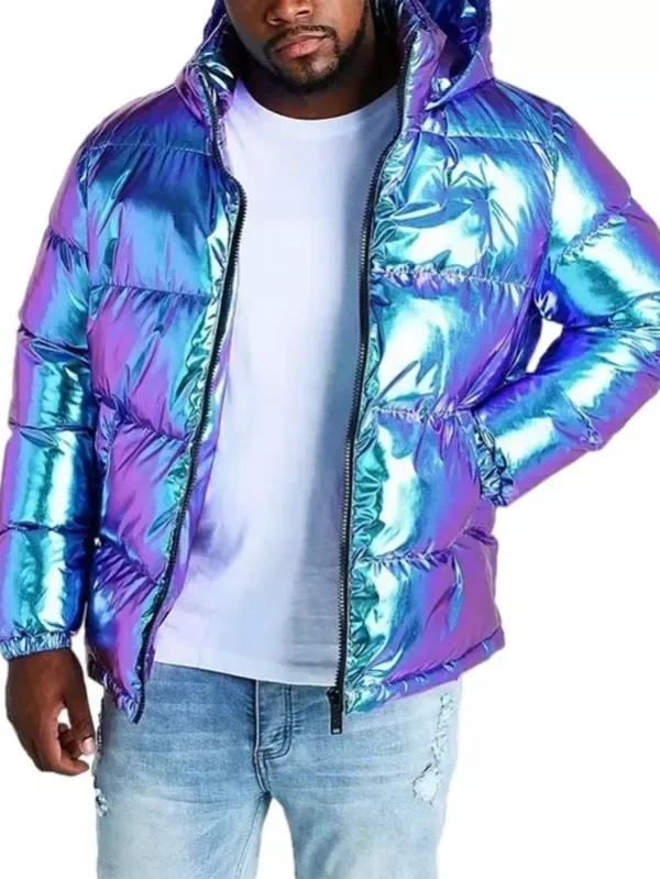 OEM Shiny Detachable Hoody Bubble Puffer Jacket