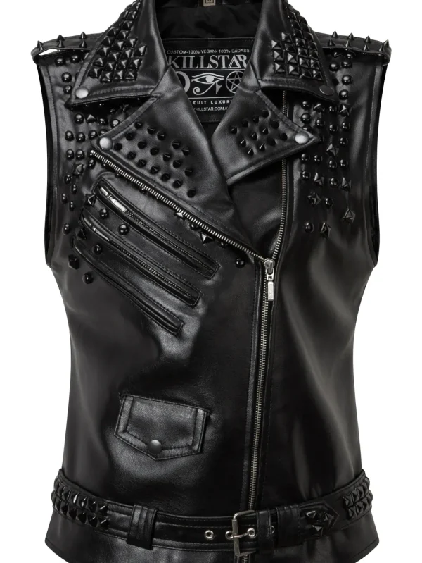 Studded Faux Leather vest Jacket