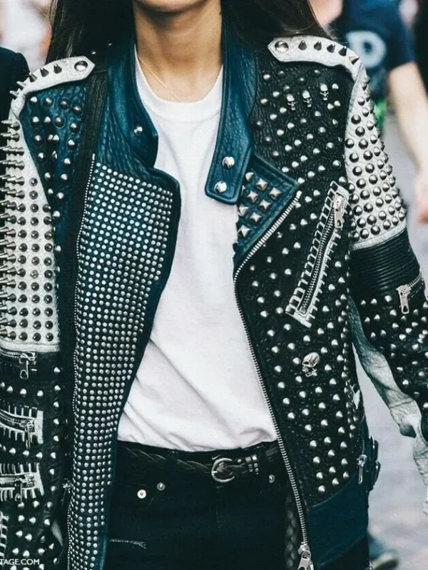 Studded Punk Style Leather Jacket