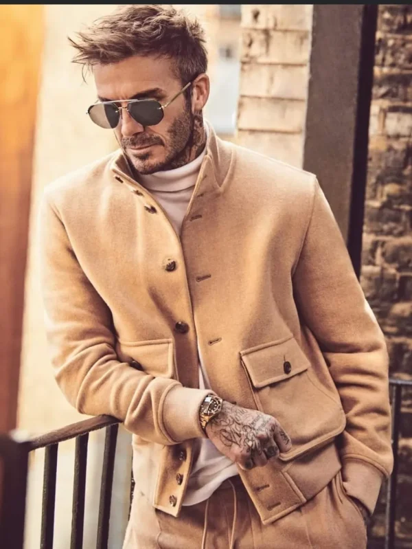 Footballer David Beckham Camel Brown Jacket