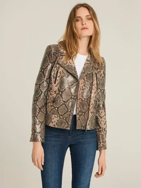 Snake Leather Tight Fit Printed Jacket