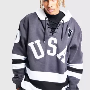 TALL LOOSE FIT VARSITY HOCKEY HOODIE