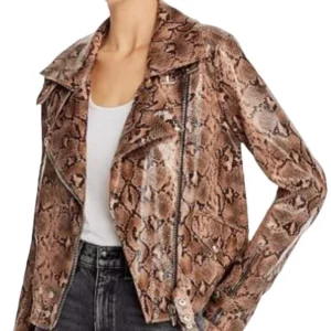 Brown Snakeskin Faux Leather Jacket