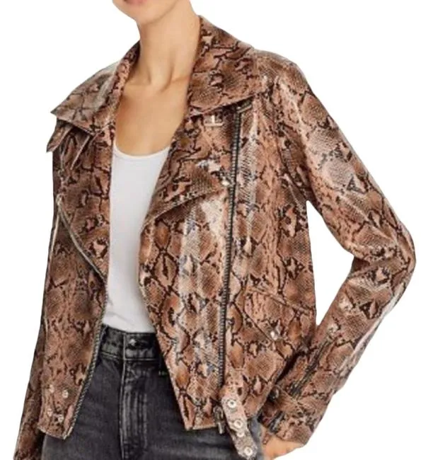 Brown Snakeskin Faux Leather Jacket