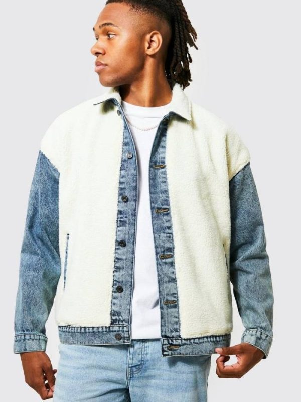 Mens Fleece Denim jacket