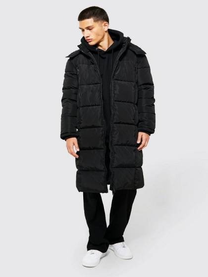 Long Black Puffer Jacket For Mens