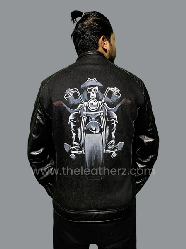 The Skull Men Spiral Ride to Hell Printed Denim Jacket