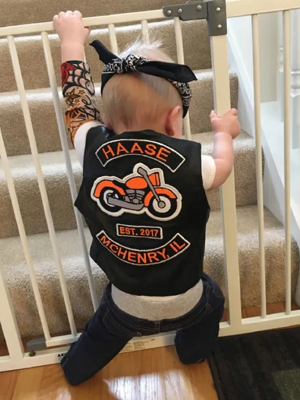 Baby Biker Leather Vest with Patches