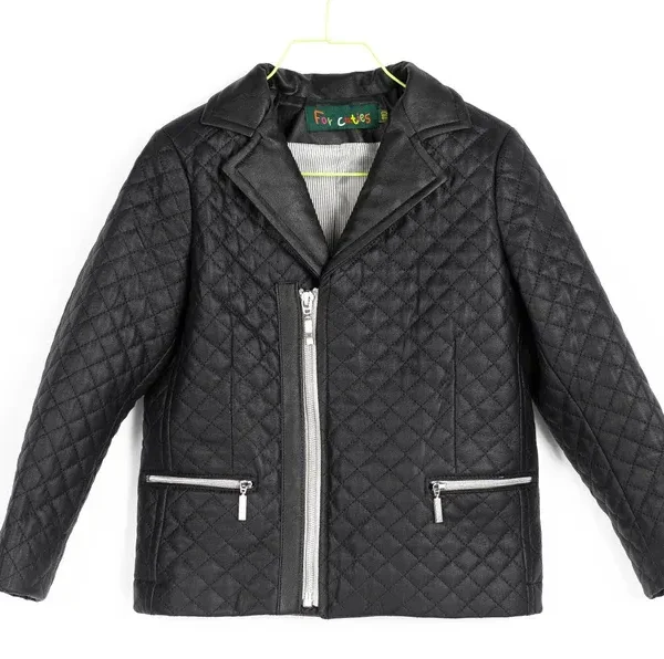 Black faux leather quilted jacket