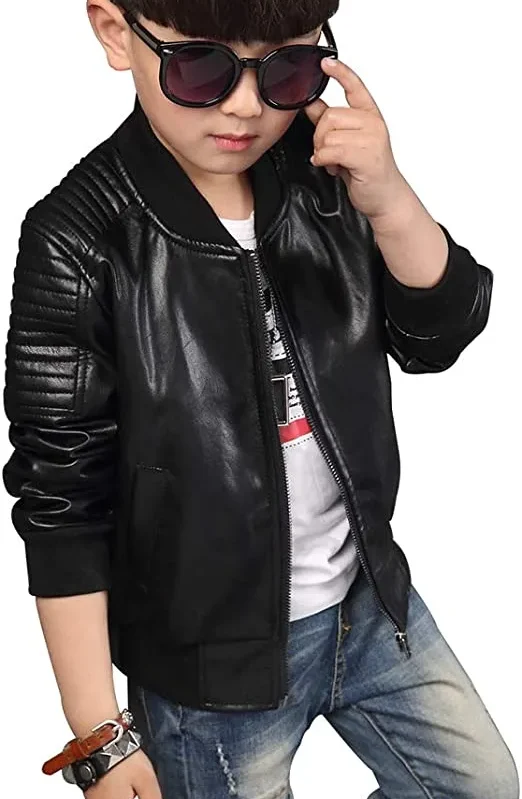 Children's Bomber Biker Leather Jacket