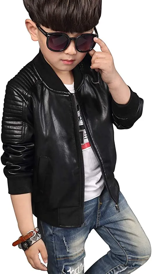 Children's Bomber Biker Leather Jacket