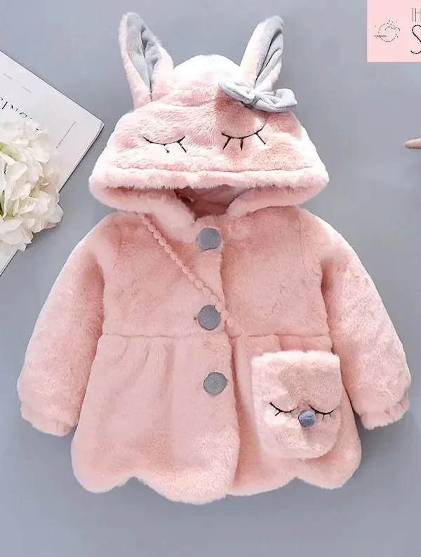 Cute Rabbit Ears Plush Baby Jacket