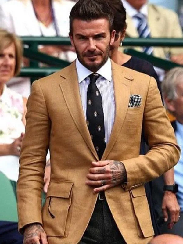 Football David Beckham Royal Camel Brown Blazer