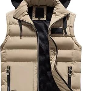 Ericdress Removable Hooded Plain Pocket Zipper Mens Quilted Vest