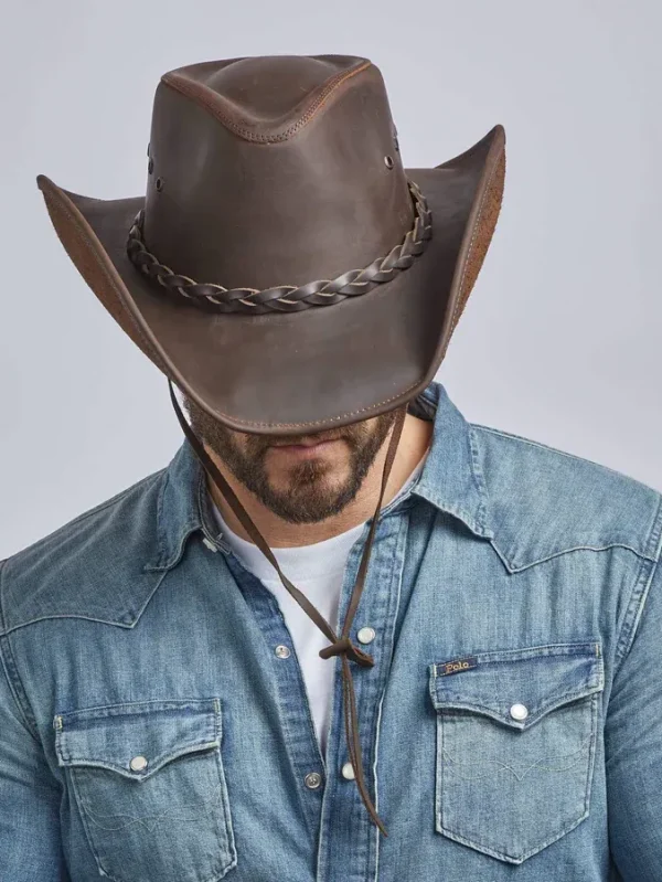 MENS LEATHER COWBOY HAT