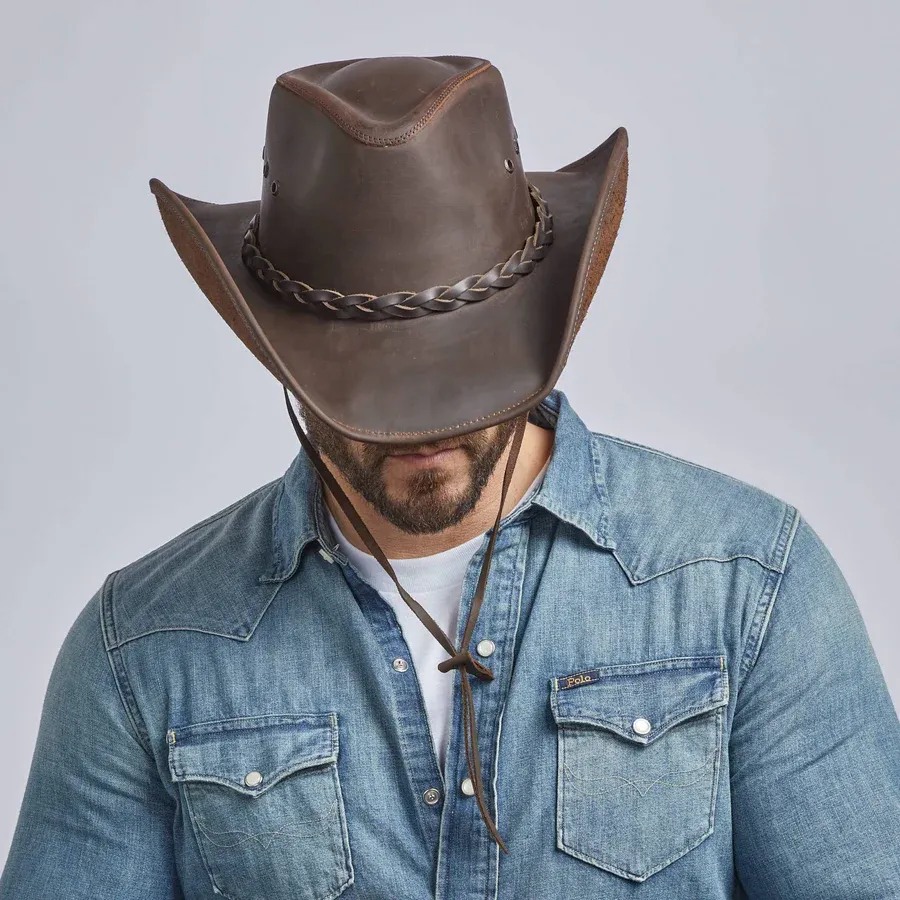 MENS LEATHER COWBOY HAT