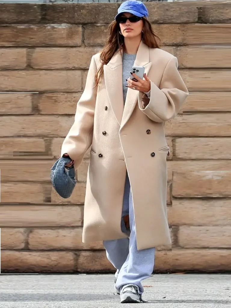 Hailey Rhode Bieber Wool Trench Coat