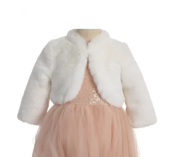 Ivory Faux Fur Shrug for kids