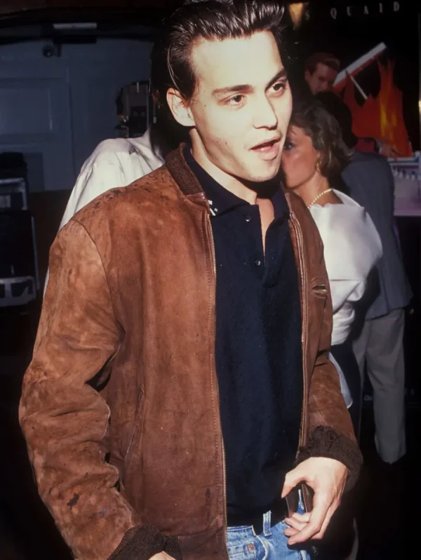 Actor Johnny Depp Leather Brown Jacket