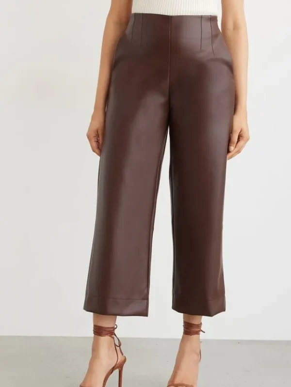 Karlie Culotte Faux Leather Wide Leg Pants