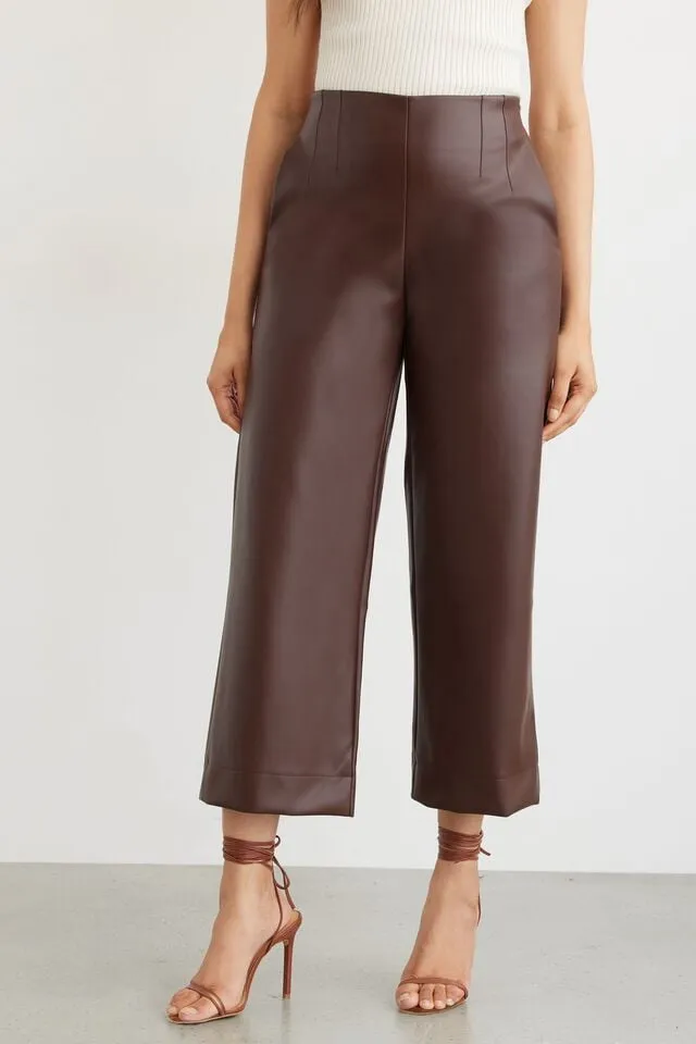 Karlie Culotte Faux Leather Wide Leg Pants